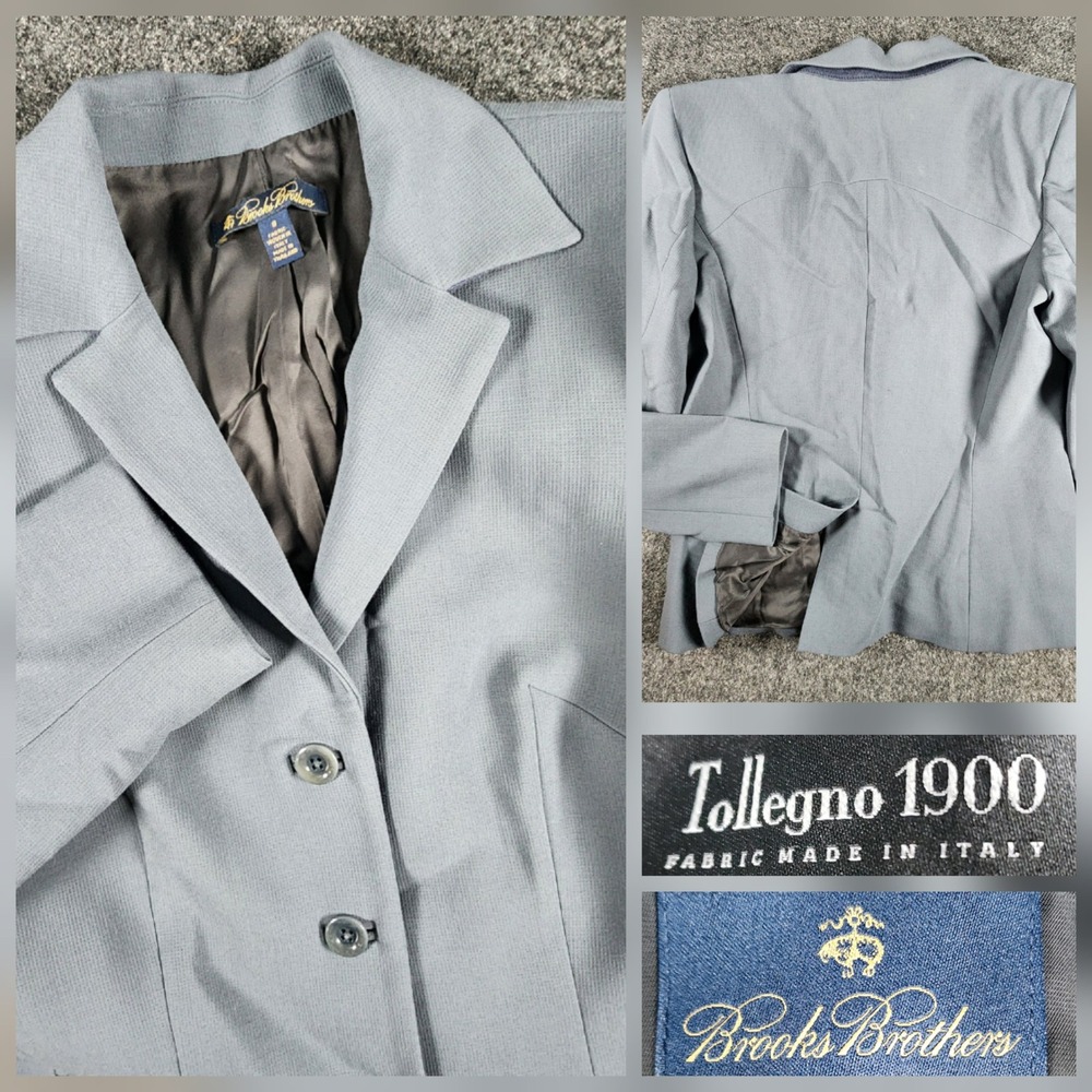 Brooks Brothers Tollegno 1900 Italian Wool Blazer Women Size 8 Blue 3-Button